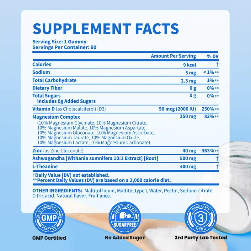 VEV DeepCalm 14-in-1 Magnesium Complex Gummies – Glycinate, D3, Ashwagandha, L-Theanine, Zinc | 90 Count, Vegan, No Sugar