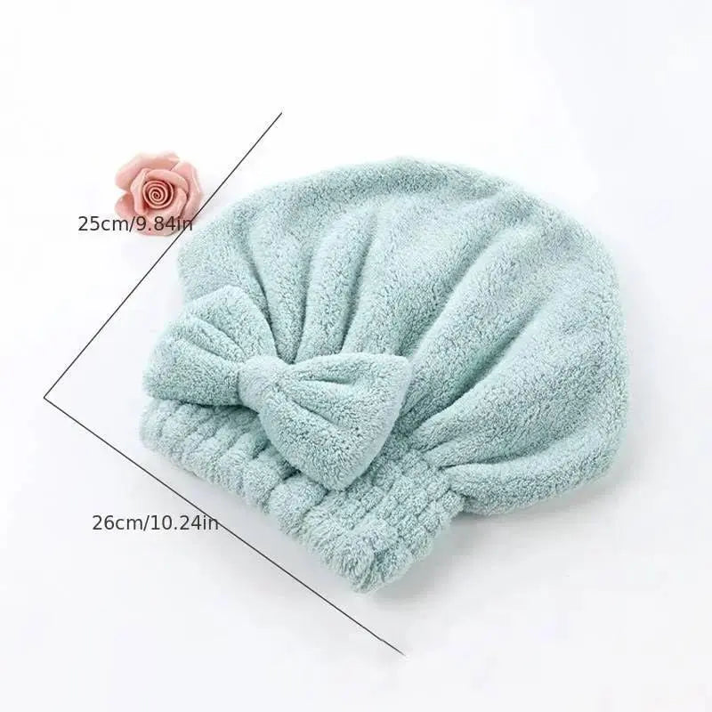 Women's Bow Decor Shower Cap & Hair Drying Cap Set – 2-Piece/4-Piece