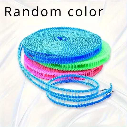 Non-Slip Clothesline Rope with Metal Hooks 5M – Windproof Outdoor Laundry Line