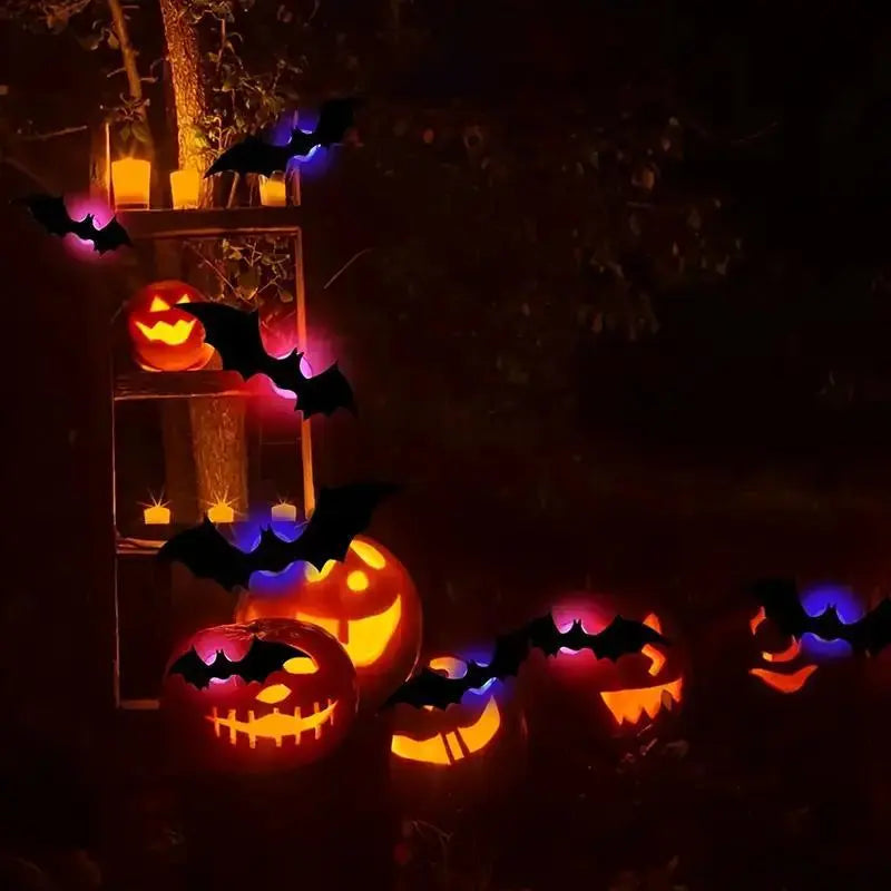 BougeRVBat Light Design 12pcs/24pcs Set Spooky Ornaments for Home Party Festival Halloween Easy Install Wall Stickers Smooth Application - Decorative