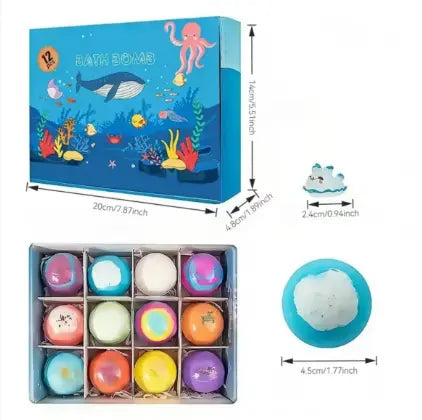 Kids Bath Bombs with Surprise Sea Animal Toys Inside — 12 Pack