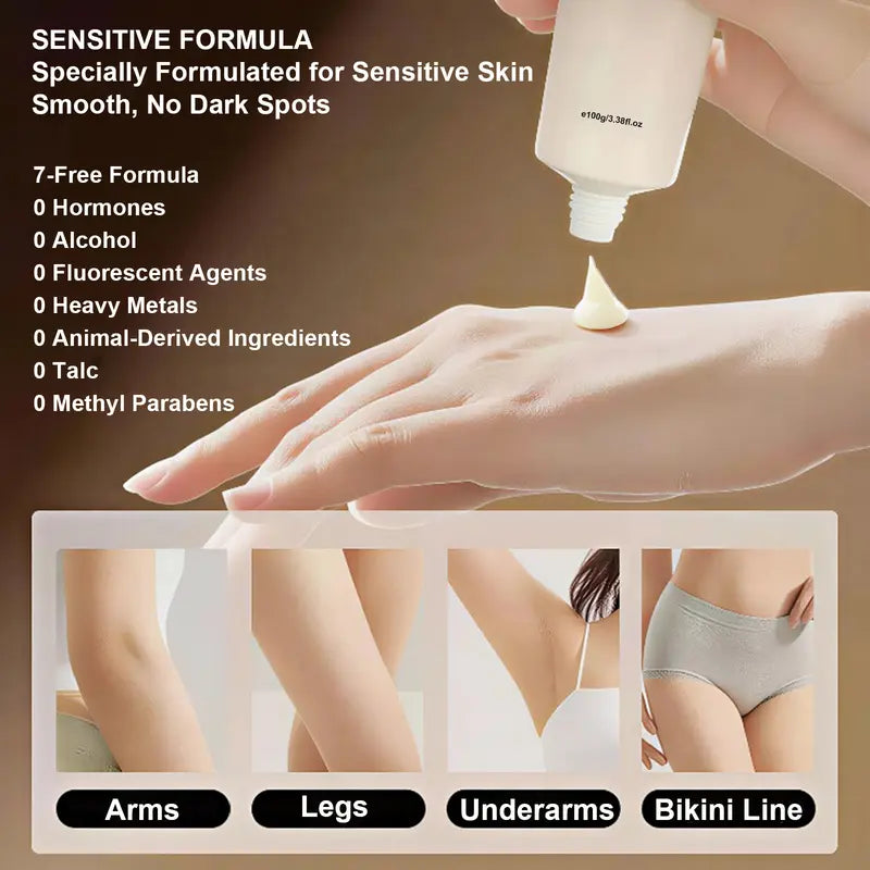 Hair Removal Cream — Gentle Plant-Based, Fast-Acting & Odorless Formula