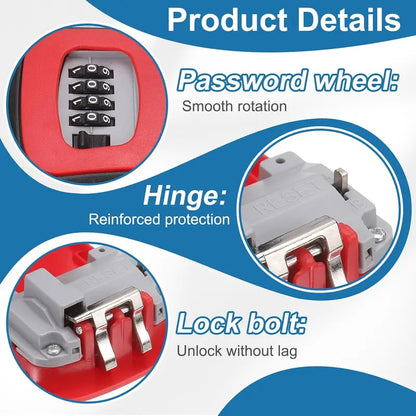 Wall Mount Key Lock Box - 4-Digit Combination Lockbox, Resettable Code, Waterproof Outdoor Key Safe for Home, Office & Garage