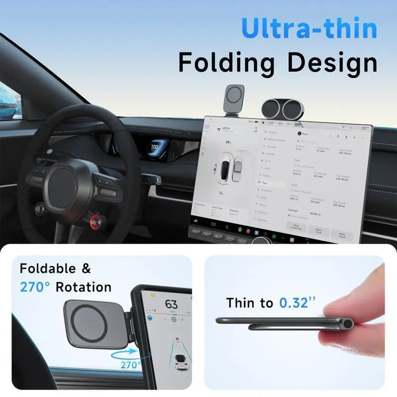 Magnetic Car Phone Mount – N52 Dual Magnet, 360° Rotation, Foldable Dashboard Holder for iPhone & All Phones