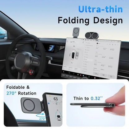 Magnetic Car Phone Mount – N52 Dual Magnet, 360° Rotation, Foldable Dashboard Holder for iPhone & All Phones