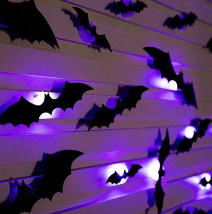BougeRVBat Light Design 12pcs/24pcs Set Spooky Ornaments for Home Party Festival Halloween Easy Install Wall Stickers Smooth Application - Decorative