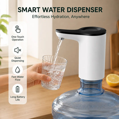 1 Count Smart Water Bottle Dispenser Pump, One-Touch Operation Low Noise Leak-Proof Design for Home Office Daily Use