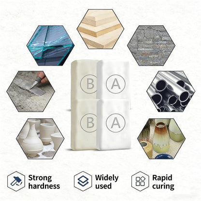 Reinforced Epoxy Putty, Easy Operation, High Strength & Strong Adhesion, Excellent Restoration, Waterproof Heat Resistant Drillable, Permanent Repair Putty for Metal Wood Ceramic Concrete Plastic PVC Pipe Leaks Cracks Holes & Broken Parts fat