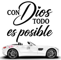 Con Dios Todo Es Posible Vinyl Decal - Spanish Faith Sticker for Cars, Laptops, Windows & More | Multiple Colors