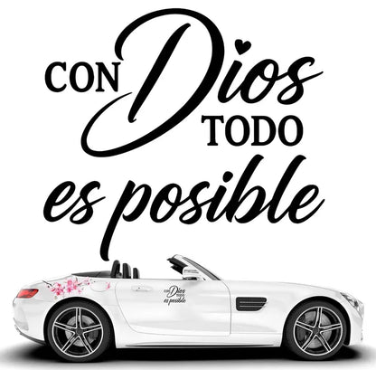 Con Dios Todo Es Posible Vinyl Decal - Spanish Faith Sticker for Cars, Laptops, Windows & More | Multiple Colors