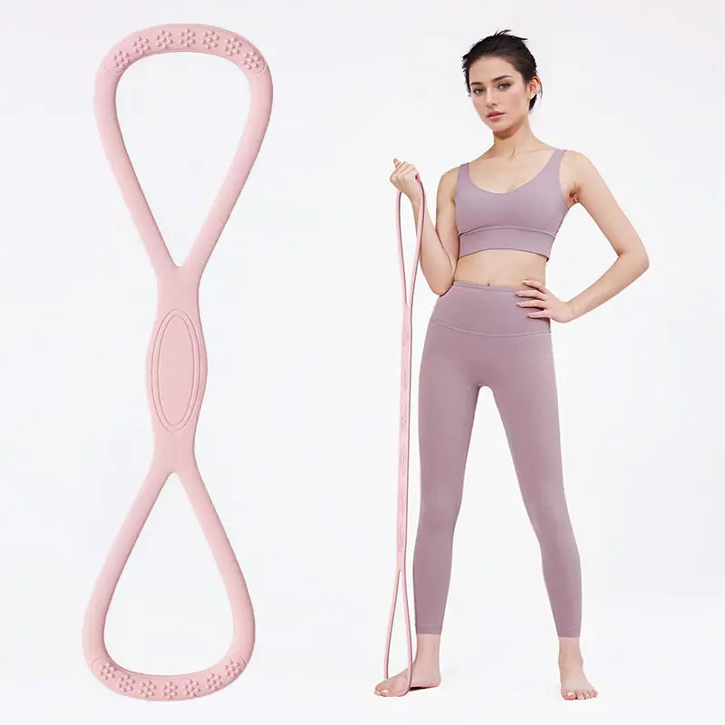 Figure-8 Silicone Resistance Band – Portable Elastic Exercise Band for Yoga & Home Gym
