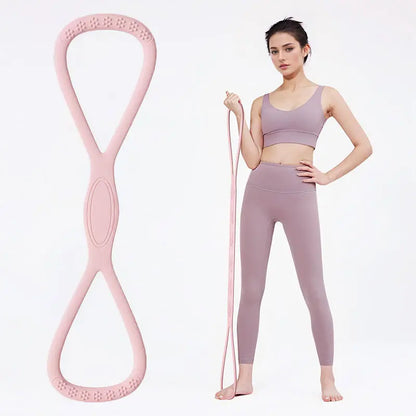 Figure-8 Silicone Resistance Band – Portable Elastic Exercise Band for Yoga & Home Gym