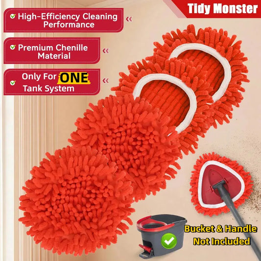 Tidy Monster Chenille Duster Replacement Heads for O-Cedar – 2025 Unique Design, Turns Mop into Long-Handle Duster, Dry Use Only (Bucket & Handle Not Included)