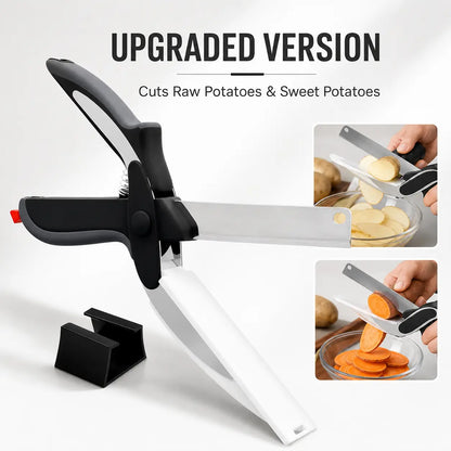 2-in-1 Kitchen Scissors with Cutting Board – Stainless Steel Blade & Safety Lock