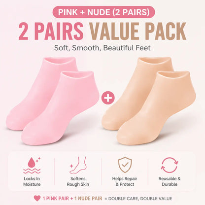 Reusable Silicone Foot Care Socks – Moisturizing Heel Mask Socks for Dry Cracked Feet, Soft Gel Foot Covers, Home Spa Pedicure Treatment