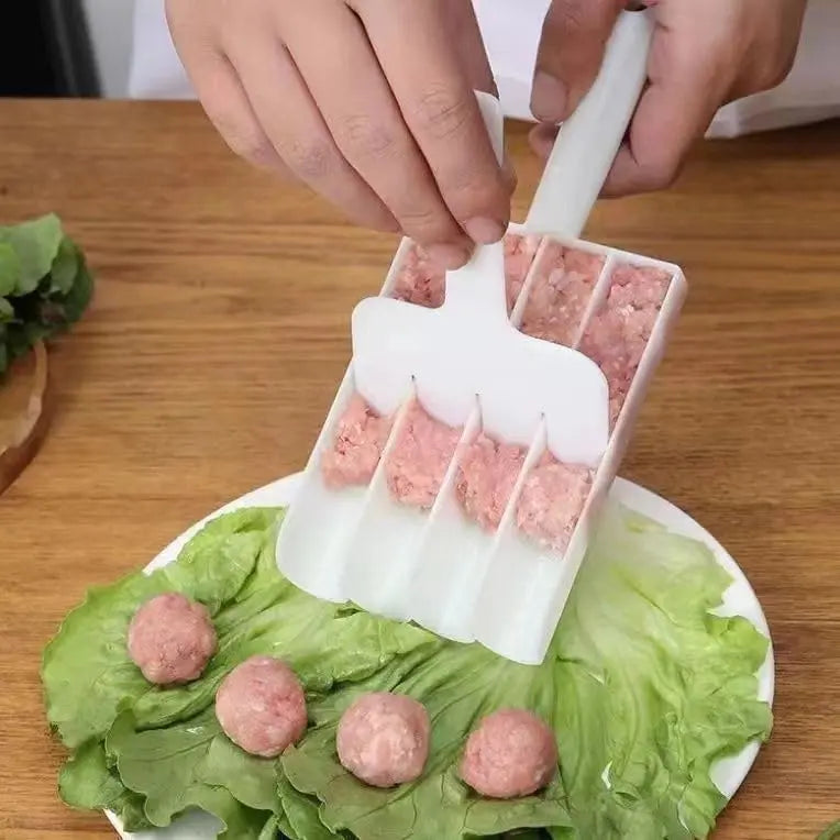 4-in-1 Meatball Maker Set – Quad Baller Mold with Cutting Spade for Meatballs, Fish Balls & Burger Patties