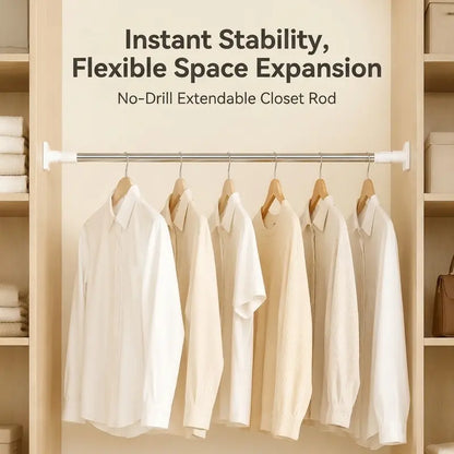 Adjustable Tension Curtain Rod - No-Drill Telescoping Spring Pole for Closet, Bathroom & Window Frame