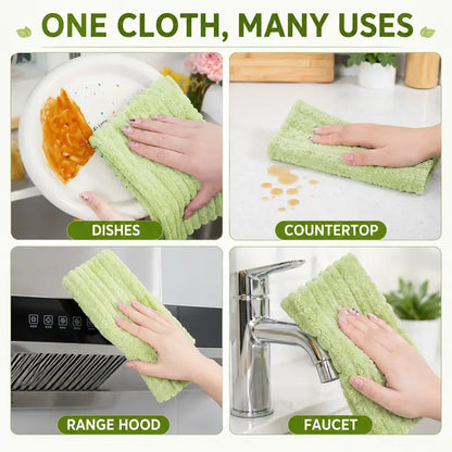 One cloth many uses - cleaning dishes, countertop, range hood and faucet