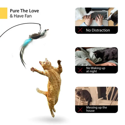 Cat Toy Wand 10-in-1 Interactive Feather Wand with Suction Cup – Hands-Free Indoor Cat Toy