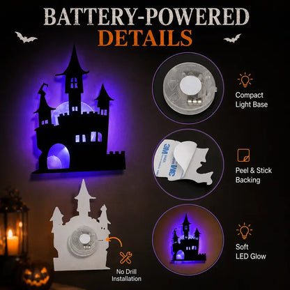 Halloween LED Silhouette Wall Light Stickers - Peel & Stick Battery Powered