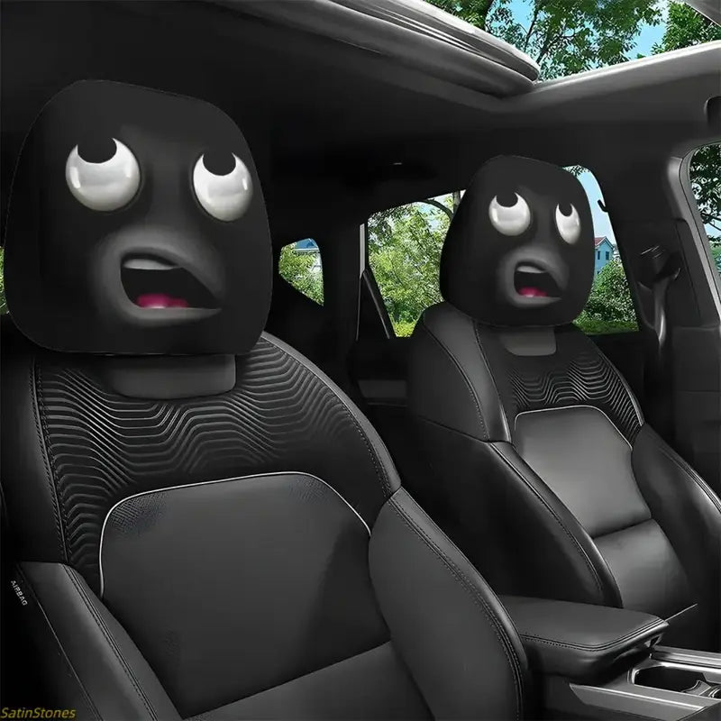 2 Pcs Red Devil's Eye Car Headrest Covers – Gothic Style, Washable