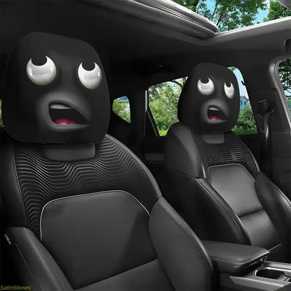 2 Pcs Red Devil's Eye Car Headrest Covers – Gothic Style, Washable
