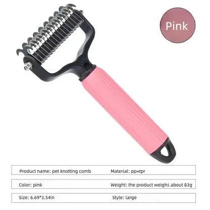 Double-Sided Pet Dematting Comb – Dog & Cat Hair Removal Grooming Brush