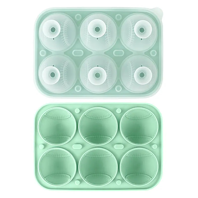 Baseball Ice Molds 6-Cavity Silicone Ball Ice Cube Molds for Whiskey, Cocktails,  Juices - Large ReusableBaseball Style,Grand Slam Ice,Home Run Chill,  A unique sports gift for men, dads, andbaseball fans,Baller Ice coffee,party，Gatherings & Father’s Day