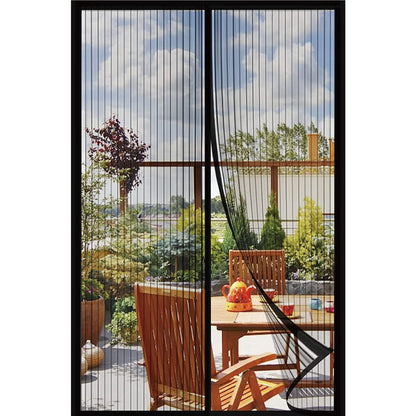 Mesh Mosquito Screen Door Curtain for Sliding Screen Doors, 72"x80" - 34 Pieces Magnets, Self-Adhesive Hook Tape, Hands-Free Easy Passage, Breathable, Portable, Easy to Clean for Balcony, Bedroom, Children's Room