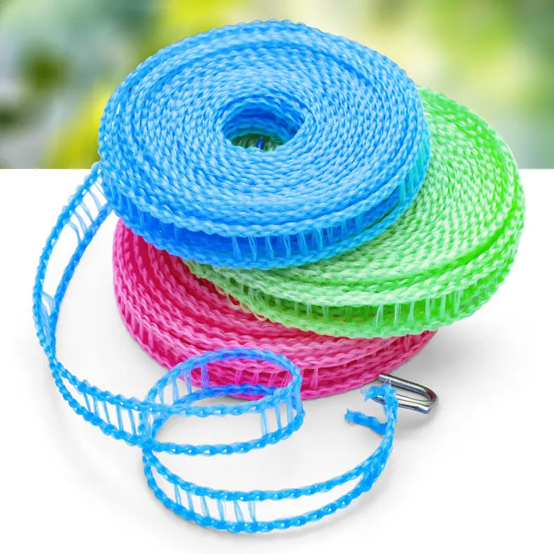 Non-Slip Clothesline Rope with Metal Hooks 5M – Windproof Outdoor Laundry Line