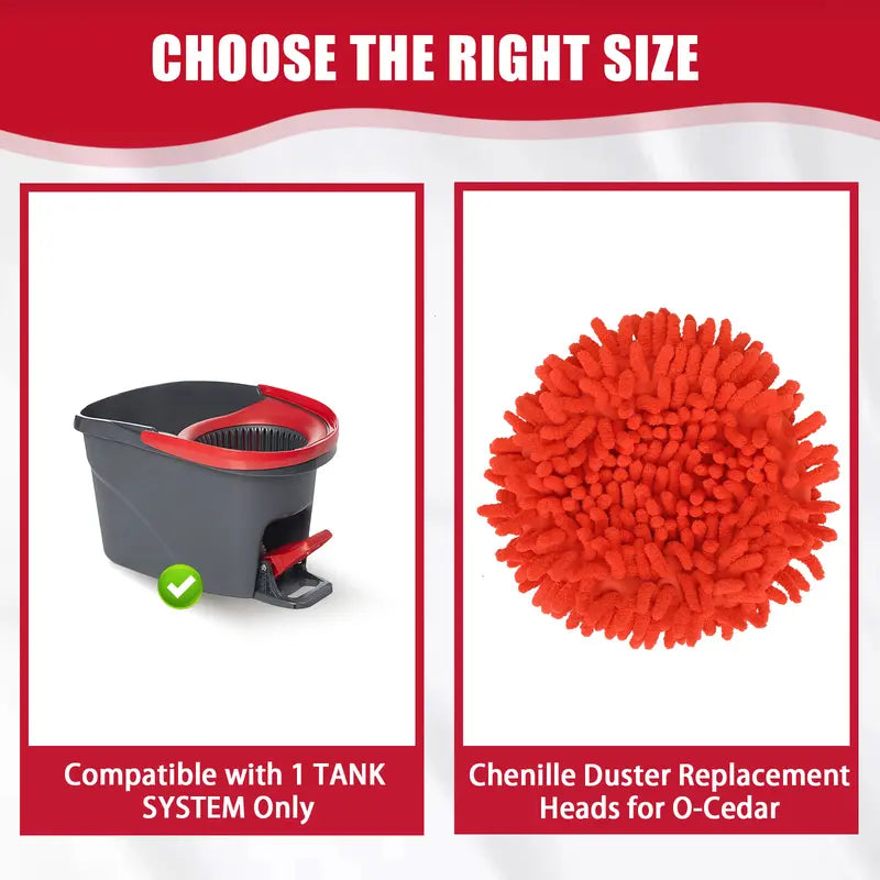 Tidy Monster Chenille Duster Replacement Heads for O-Cedar – 2025 Unique Design, Turns Mop into Long-Handle Duster, Dry Use Only (Bucket & Handle Not Included)