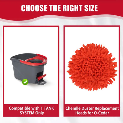 Tidy Monster Chenille Duster Replacement Heads for O-Cedar – 2025 Unique Design, Turns Mop into Long-Handle Duster, Dry Use Only (Bucket & Handle Not Included)