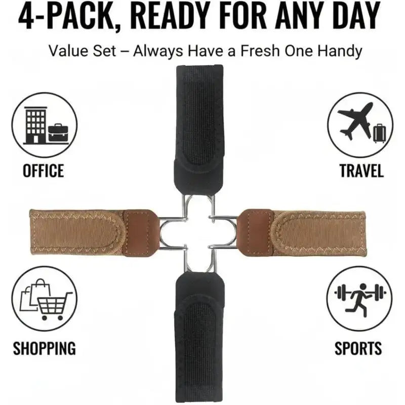 No Show Invisible Belt for Men & Women - Adjustable Non-Elastic Fabric Belt with Metal Hook for Jeans & Pants