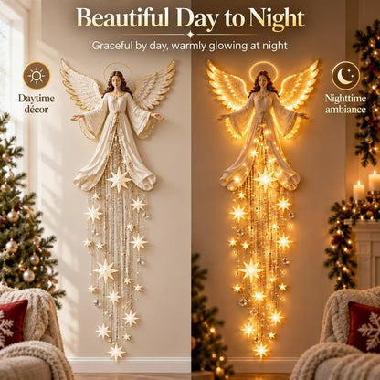 Angel Meteor Wall Lamp displayed on a holiday living room wall