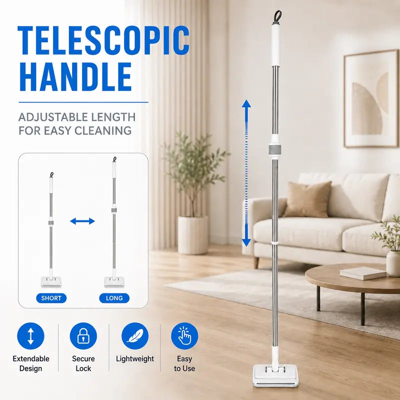 Slim Lightweight Flat Floor Mop - 1-Touch Press, 360° Swivel, Microfiber Wet & Dry Cleaning