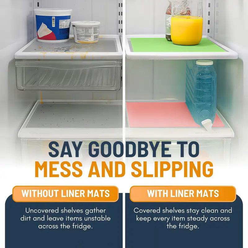 LMMAKE 12PCS Refrigerator Liner Mats - Trimmable Non-Slip Waterproof Fridge Shelf Liners