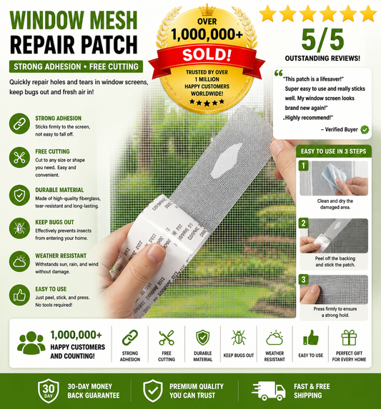 Window Screen Repair Tape, Adhesive Gray Screen Repair Strip, Durable Fiberglass Mesh Tape for Fixing Window and Door Screens (2inch x 157.5inch)