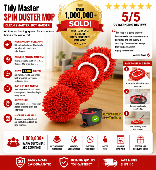 Tidy Monster Chenille Duster Replacement Heads for O-Cedar – 2025 Unique Design, Turns Mop into Long-Handle Duster, Dry Use Only (Bucket & Handle Not Included)