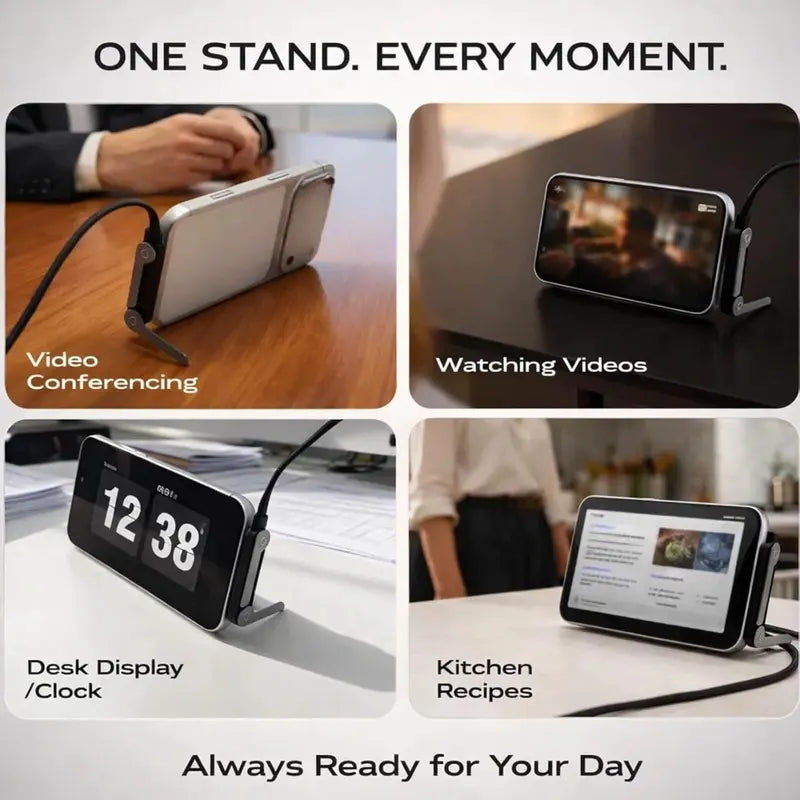 Invisible Stand Type-C Charger Cable – 240W Super Fast Charging 2-in-1 Charging Cord & Foldable Phone Holder for Gaming, Office, Car Travel, Black