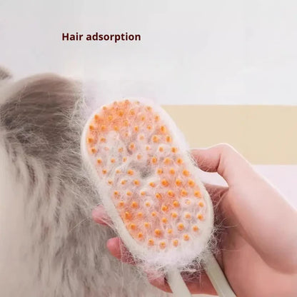 3-in-1 Steam Pet Grooming Brush – Self-Cleaning, Anti-Static Mist, Bionic Anti-Scratch Pins | Dogs & Cats (White)