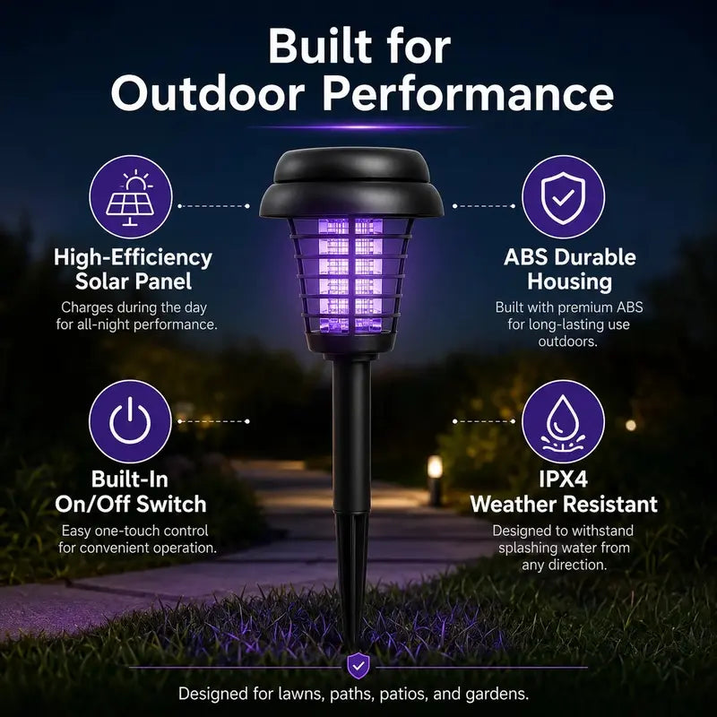 Solar Mosquito Zapper Garden Light – 2-in-1 UV Bug Killer + Pathway Lamp | IP65 Waterproof, Auto Dusk-to-Dawn