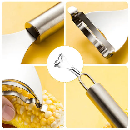 Stainless Steel Corn Peeler & Kernel Stripper 2-Pack – Ergonomic Corn Cob Thresher for Fast, Easy Kernel Removal