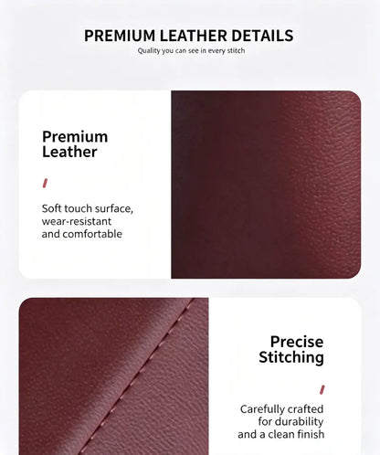 Leather Car Door Storage Pocket - Double-Layer Organizer with Flannel Lining & Residue-Free Adhesive for Sedans, SUVs & Trucks