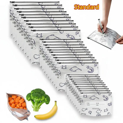 Reusable Aluminum Foil Food Storage Bags with Zipper Lock & Labels – Freezer Safe, Stand-Up Design