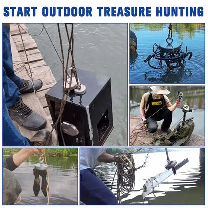Powerful fishing magnet with durable stainless steel ring and solid neodymium magnet core