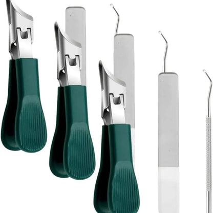 Three Sets of Eagle Beak Beveled Nail Clippers - Wide Jaw Opening Anti-Splash Slanted Nail Clipper, 25 Degree Oblique Nail Clipper, Ingrown Toenail Clippers for Thick Nails for Seniors