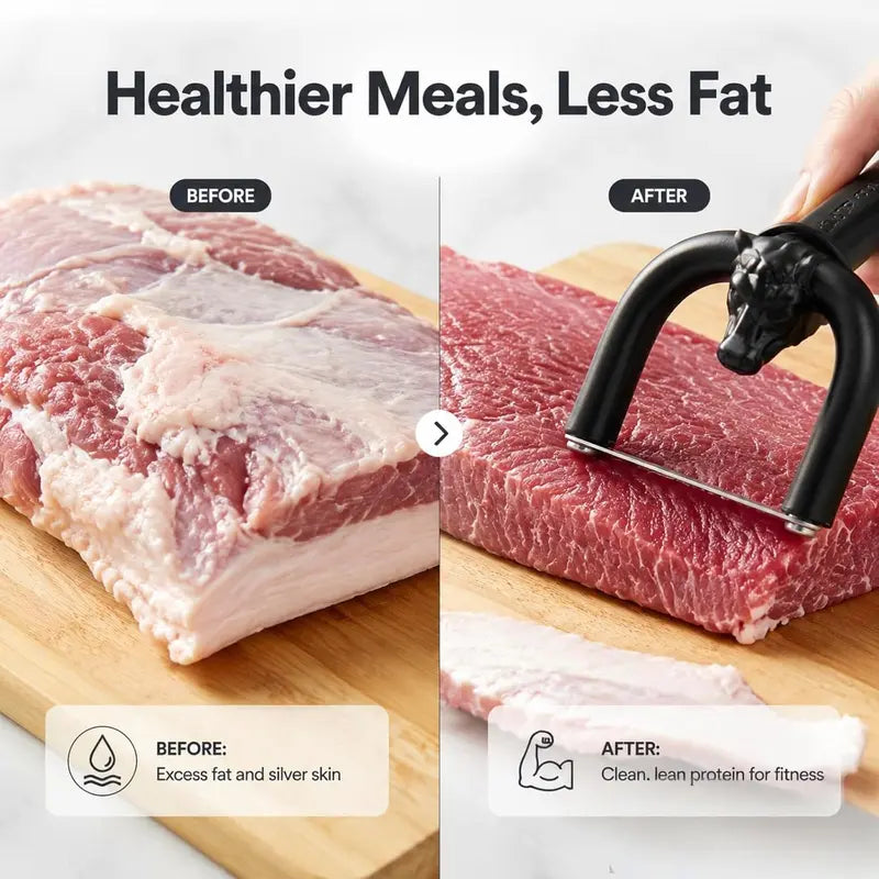 Handheld Meat Fat Trimmer & Slicer - Ergonomic Beef & Pork Butchering Tool for Home Kitchen & BBQ