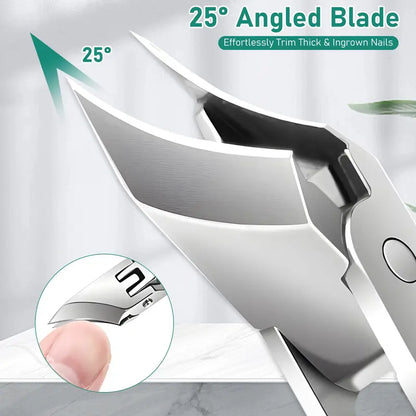 Three Sets of Eagle Beak Beveled Nail Clippers - Wide Jaw Opening Anti-Splash Slanted Nail Clipper, 25 Degree Oblique Nail Clipper, Ingrown Toenail Clippers for Thick Nails for Seniors