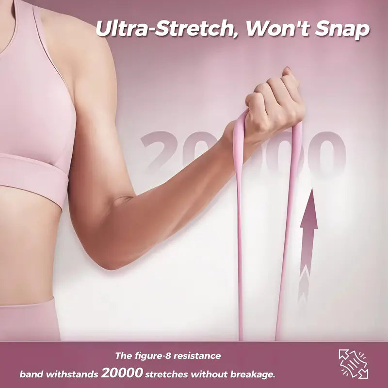 Figure-8 Silicone Resistance Band – Portable Elastic Exercise Band for Yoga & Home Gym
