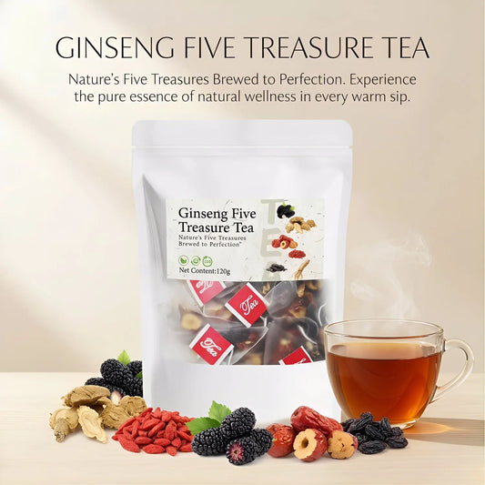 Ginseng Five Treasure Tea – Kidney Tonic Herbal Health Tea for Men (80 Bags) | ZY